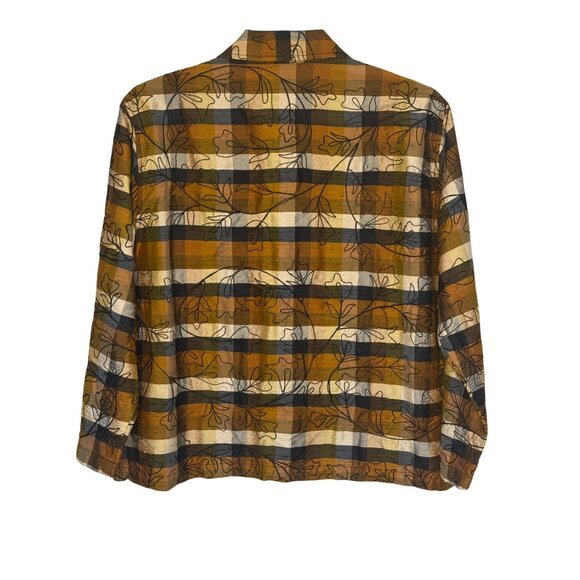 Chico's Design Vintage 100% Silk Button-Up Embroidered Blouse Fall Autumn Size L - Picture 2 of 7